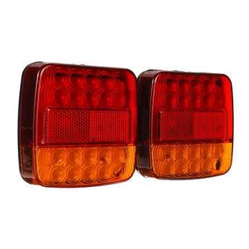 Pair 12V LED Square Tail Light Trailer Truck Boat Number Taillight Marine Lights