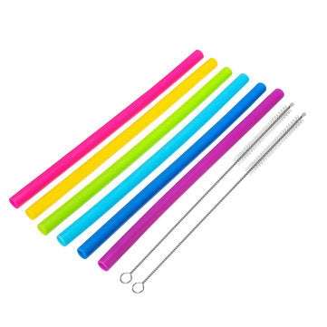 Reusable Straws Set 6PCS Silicone Straws Drinking Straws 6 Straight Straw With Brush