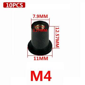 Motorcycle M4 M5 M6 Metric Rubber Well Nuts Windscreen Windshield Fairing Cowls Fasten... (TYPE: M4)