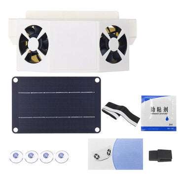 Portable Solar Cooling Dual Fan Air Conditioner Car Window Ventilator Cooler (TYPE: 1)