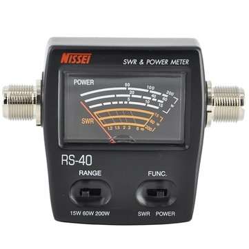 NISSEI RS-40 Power SWR Meter Measurable Range 200W for Two Way Radio with Adapter Connector