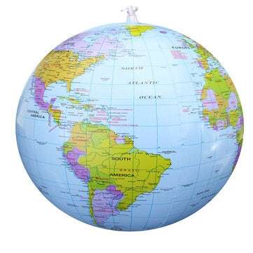 PVC Inflatable Globe Beach Ball Geography 16Inch World Map Educational Toys