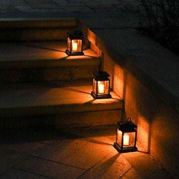 Solar Powered Hanging Lantern LED Solar Candle Lights Outdoor Decorative Path Light Lawn Light for P
