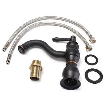 Retro Oil Rubbed Bronze Bathroom Basin Faucet Single Handle Sink Mixer Tap