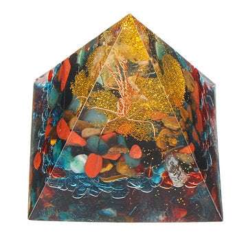 Orgonite Pyramid Energy Chakra Multiplier Reiki Orgone Peridot And Rainbow Fluorite Healing Decorati