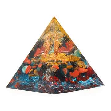 Orgonite Pyramid Energy Chakra Multiplier Reiki Orgone Peridot And Rainbow Fluorite Healing Decorati