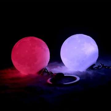 Portable Moon Light 3D Printing Keychain Colorful LED Night L... (COLOR.: WHITE | TYPE5: WITHCIRCLE)