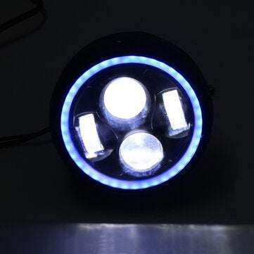 Motorcycle Cafe Racer COB LED Projector Angel Eye Headlights Lamp (COLOR.: BLUE)