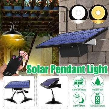 Single/Double Head Solar Powered Pendant Light LED Shed Lamp Out... (COLOR.: WARMLIGHT | TYPE: 1TO1)