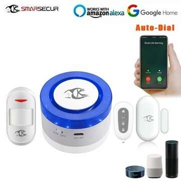 SMARSECUR WiFi Sound and Light Alarm Tuya Smart Life APP Control Ligh... (PLUG: AUPLUG | COLOR: RED)