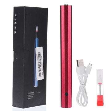 Portable Mini Electric Nail Drill Machine Pedicure Pen USB Rechargeable Art Pusher M... (COLOR: RED)