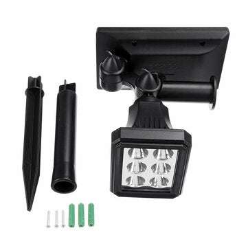 Solar Powered 5W 6 LED Lawn Lamp Colorful Spotlight Waterproof Outdoor Security Path Split Garden Li