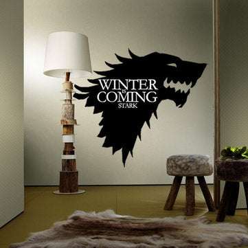 T-5 Game Of Thrones  Stark Family  Emblem Ice Wolf Wall Stickers Engraved Wall St... (COLOR.: BLACK)