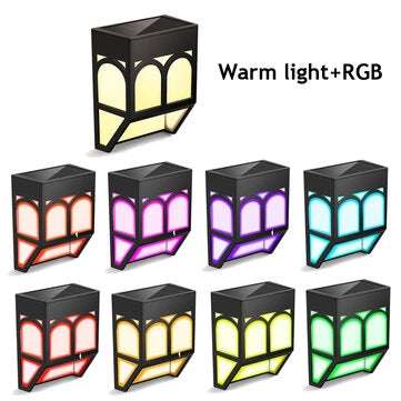 RGB LED Solar Wall Street Light Automatic Lamp Waterproof Outdoor Garden (LIGHT COLOR: RGBWARMWHITE)