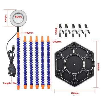 NEWACALOX Soldering PCB Holder Tool Six Arms Helping Hands Third Hand Crafts Repair Helping Welding