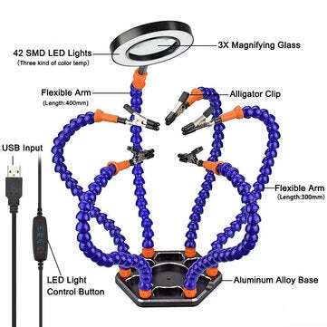 NEWACALOX Soldering PCB Holder Tool Six Arms Helping Hands Third Hand Crafts Repair Helping Welding
