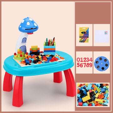 Multifunction Projection Board Set With Crayon Building Blocks Projector Desk Children... (TYPE: #1)