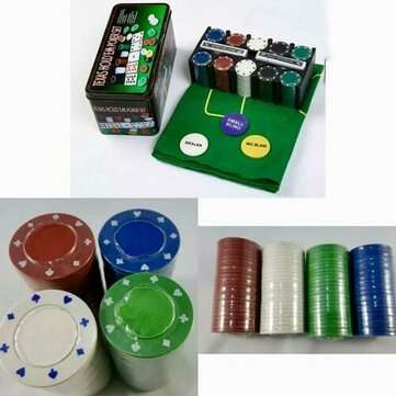 Professional Casino 200 Piece TEexas Hold`em Poker Game Play Set Comes In Tin Box Tool