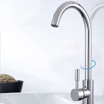 Stainless Steel Kitchen Sink Faucet Pull Out Double Holes Single Handle Cold Hot Water Mixer Tap 360