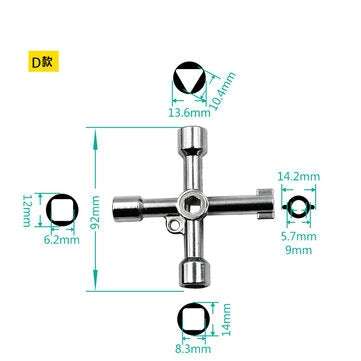Multi-function Four-way Universal Triangle Wrench Key Plumber Key G... (TYPE: DSIX-SIDED/SQUAREHOLE)