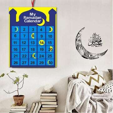 Ramadan Felt Hanging Calendar Felt Advent 30 Days Countdown Calendar Home Office Decor For Kids Gift