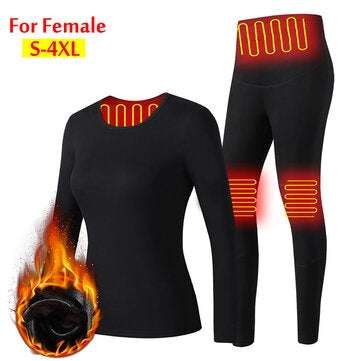 Men Women Electric Heated Underwear Suit Thermal Elas... (SIZE: 4XL | STYLE: PANTS | GENDER: FEMALE)