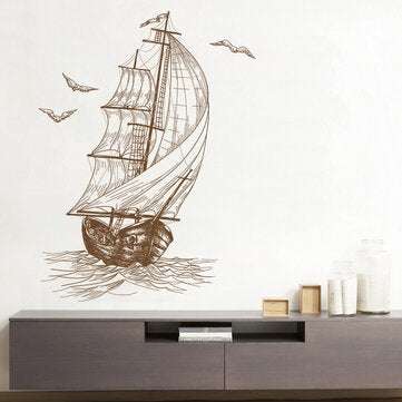 Sketch Sailboat Living Room Video Wall Decoration Bedroom Children Room Wall Stickers 40*60CM