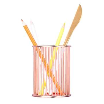 Multifunction Hollow Iron Pen Holder Desk Organizer Office Business Pen Pencil... (COLOR1: ROSEGOLD)