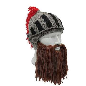Mens Winter Crochet Knit Beanie Hats Roman Knight Helmet Face Mask Ski Cap Party