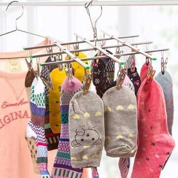 Stainless Steel Folded Socks Drying Rack Hanging Pins Clip Laundry Clamp 20