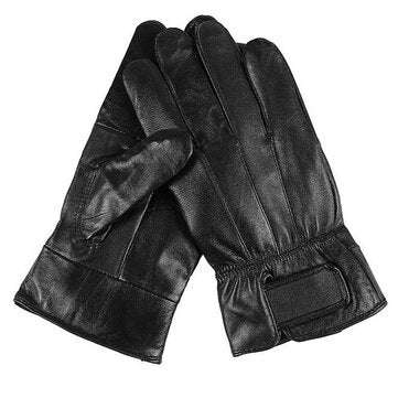 Men Leather Full Finger Gloves Winter Warm Motorcycle Driving Black Waterproof