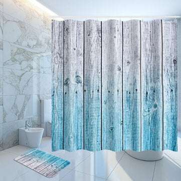 Rustic Wood Panel Shower Curtain 12 Hook Bathroom Waterproof Fabric Bathroom (SIZE: #2)