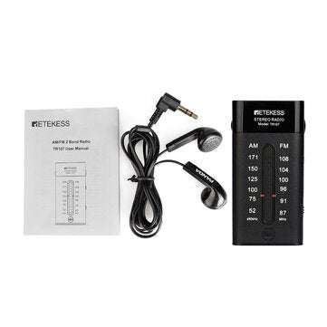 RETEKESS TR107 Portable Mini Pocket Radio FM AM Pointer Tuning Stereo Support BBS Mega Bass With Ear