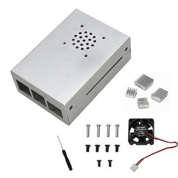 Silver Aluminum Alloy Case Protective Shell Metal Enclosure + Black/Sliver Heats... (COLOR1: SILVER)