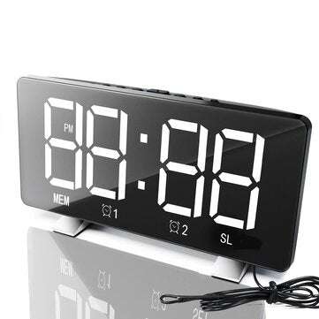 New LED Radio Alarm Clock Creative Snooze Electronic Clock USB Charging Digital De... (COLOR: WHITE)