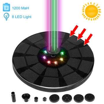 Solar Powered Floating Bird Bath Fountain Outdoor Pond Garden Patio Water Pump W/ 8 LE... (TYPE: #B)