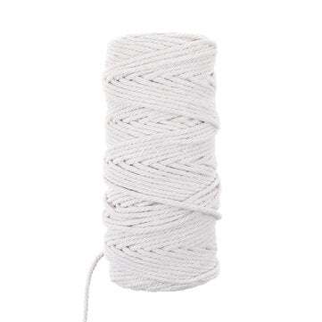 Natural Macrame Cord 3mm Cotton Cord with 8pcs Wood Ring and 2 Wooden Stick for DIY Craft Braided Wi