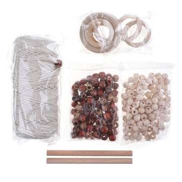 Natural Macrame Cord 3mm Cotton Cord with 8pcs Wood Ring and 2 Wooden Stick for DIY Craft Braided Wi
