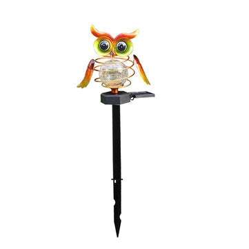 Solar Owl LED Lawn Lights Wrought Iron Ground Plug Solar Garden Lamp (COLOR: RED)