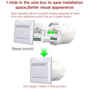 MoesHouse Mini DIY WiFi RF433 Smart Relay Switch Module Smart Life/Tuya App Control for  Alexa Googl