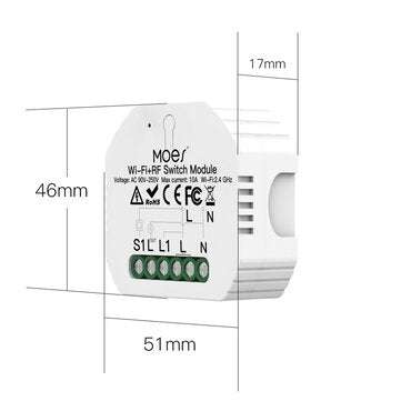 MoesHouse Mini DIY WiFi RF433 Smart Relay Switch Module Smart Life/Tuya App Control for  Alexa Googl