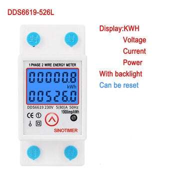 SINOTIMER DDS6619-526L-2 230V  Reset and Reset Backlight Display Single-phase Rail Multi-function En