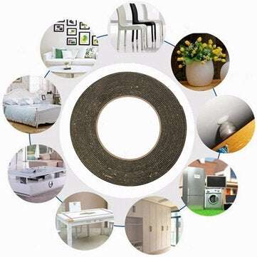 Safety Black Single Sided Adhesive Foam Cushion Tape Closed Cell 5m x 2mm x 10mm