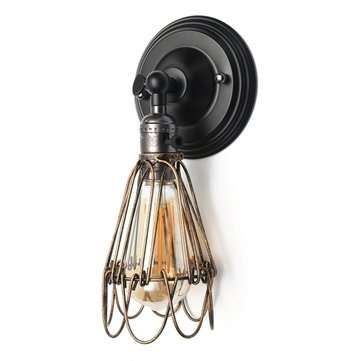 Retro Industrial Vintage Cage E27 Wall Lamp Indoor Bar Ceiling Light (COLOR.: BLACK)