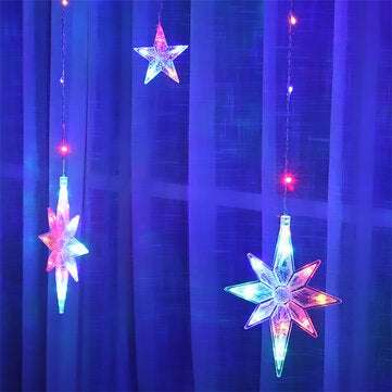 Star Curtain Window String Light LED Fairy Christmas Decorations Li... (LIGHT COLOR: COLOURFULLIGHT)