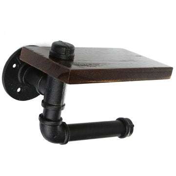 Retro Industrial Style Toilet Paper Holder with Sundries Stand