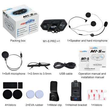 Single Fodsports M1-S Pro Motorcycle Helmet Intercom bluetooth Helmet Headsets 8 R... (COLOR: BLACK)