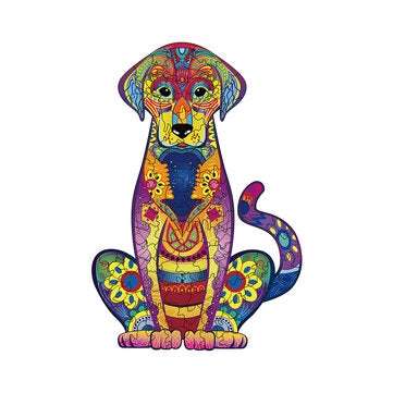 S/M/L DIY Wooden Labrador Puzzle Cartoon Unique Shape Pieces Puzzle Gift Educational Ga... (SIZE: L)