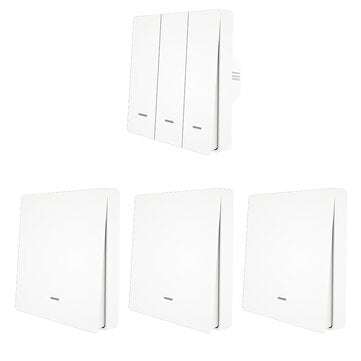 MoesHouse 3 Gang WiFi Smart Push Button Switch + 3pcs 1 Gang RF433 Wall Panel Transmitter Smart Life