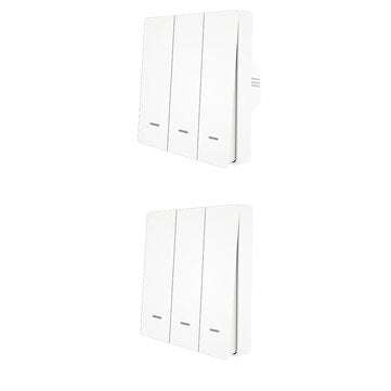 MoesHouse 3 Gang WiFi Smart Push Button Switch + 3 Gang RF433 Wall Panel Transmitter Smart Life Tuya